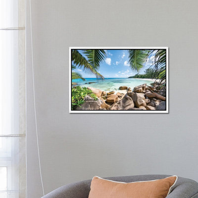 Red Rocks At The Anse Lazio by Jan Becke - Print on Canvas