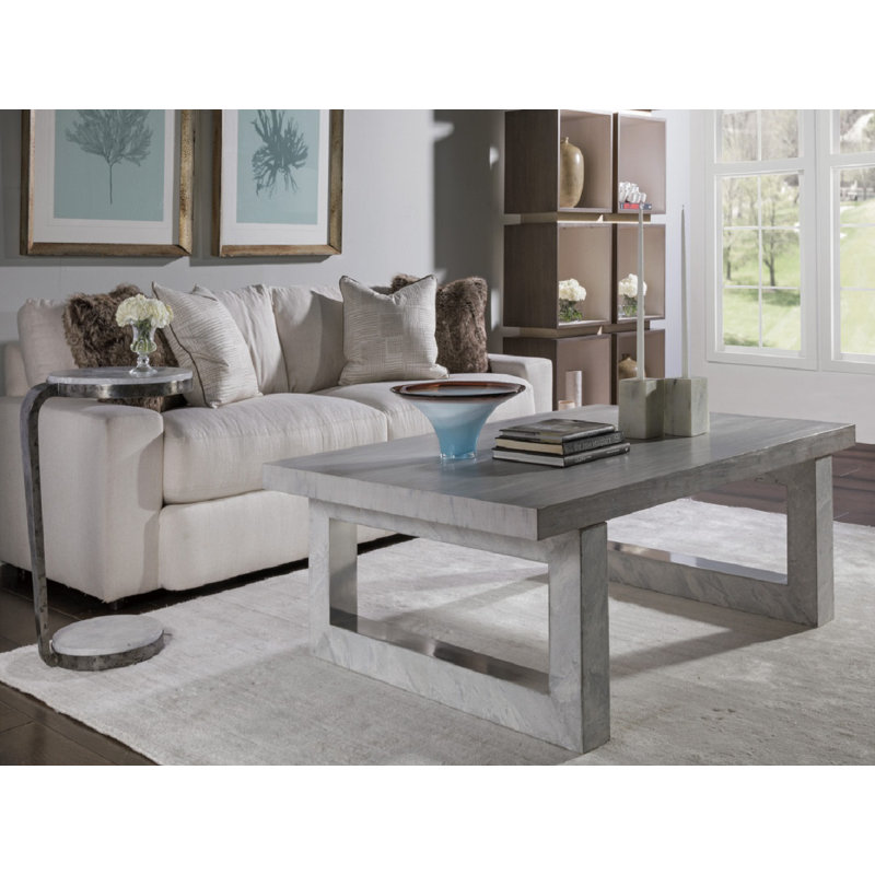 Transitional 16'' Round Gray Stone and Metal Spot Table