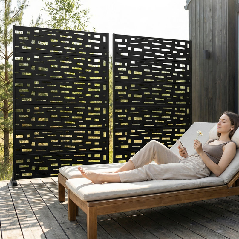 183cm H Freestanding Metal Room Divider Decorative Privacy Screen Garden Lattice Panel Trellis for Patio, Balcony, Backyard, Pool, Indoor Room