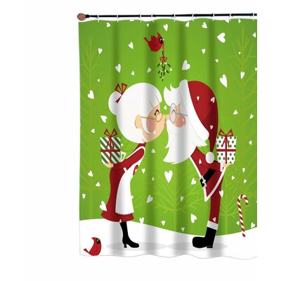 Kissing Mr. and Mrs. Santa Claus Christmas Fabric Single Shower Curtain -  The Holiday Aisle®, THDA4913 42687848