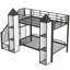 Lit superposé simple en métal avec garde-robe et beaucoup d'espace de rangement, rangement uni noir et blanc-881010386