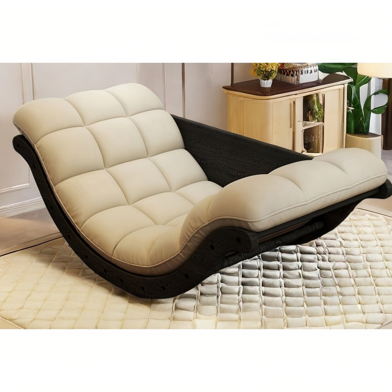 Chaise berçante en bois massif Ingred, Noir