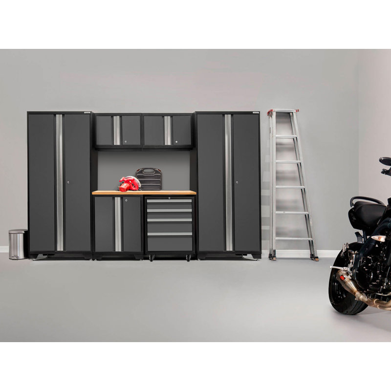 Bold Series 7 Piece Storage Cabinet Set, Gray, Bamboo