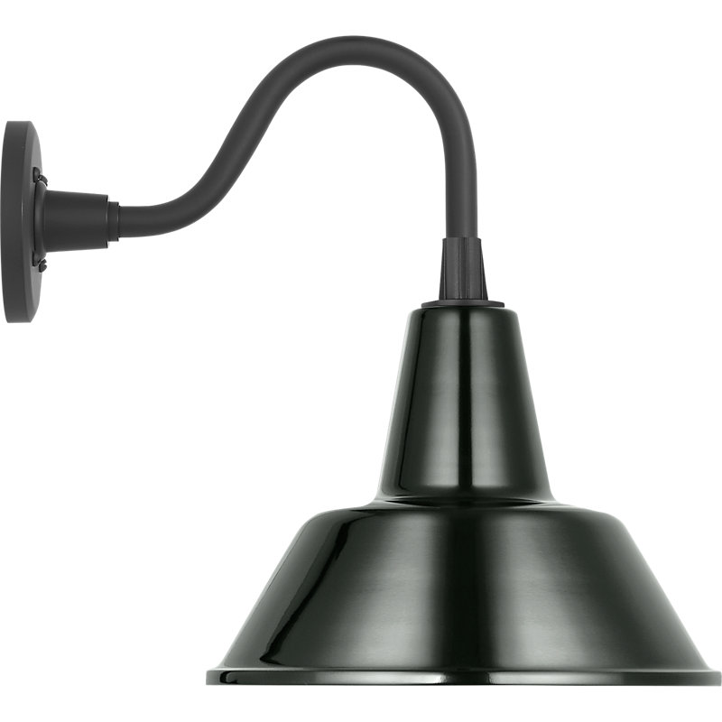 Thomas O'Brien 1 - Light Outdoor Barn Light, Matte Black, Green, 15.5" H x 16.75" W x 12.5" D