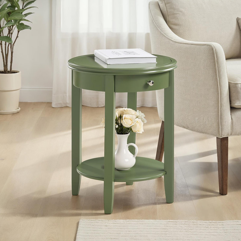 Table de bout à 1 tiroir de 24 po avec tablette Slayter, Vert sauge foncé