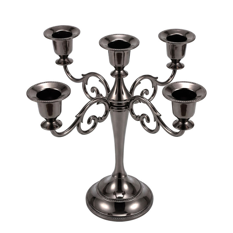 Metal Tabletop Candelabra, Black