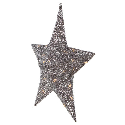 18" LED Lighted Silver Hanging Star Outdoor Christmas Decoration