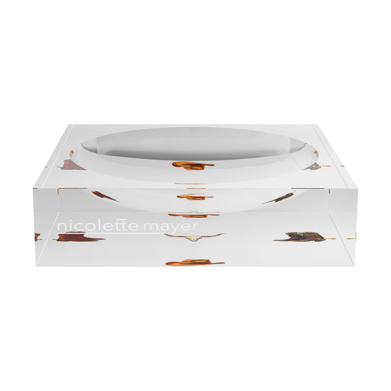 Cowboy Boots Brown Cream Acrylic Candy Catchall Dish, 6"W x 6"D x 2"H