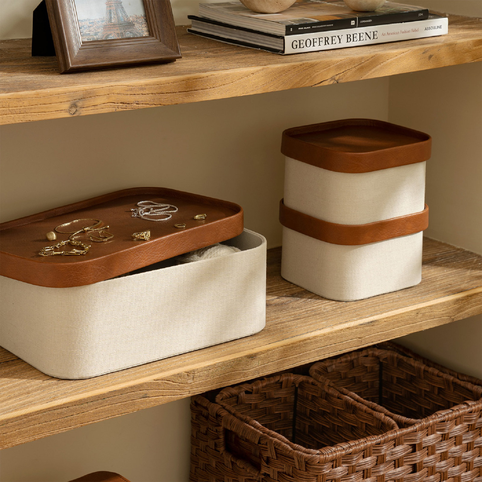 Decorative Basket - Set of 3, Beige/Brown