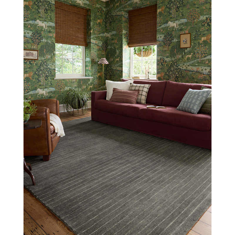 Chris Loves Julia x Loloi Henry Area Rug, Rectangle 7'9" x 9'9", Charcoal/Ivory