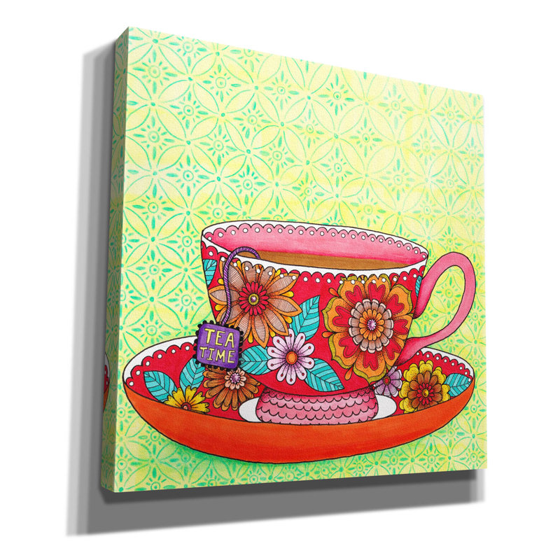 «Teatime Teacup» par Hello Angel, art mural sur toile, H 12 po x l 12 po x P 0,75 po