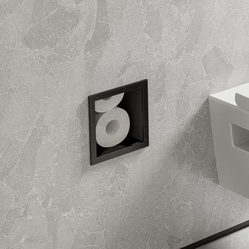 hansgrohe XtraStoris Original Recessed Toilet Paper Holder with Storage & Tileable Door, Matte Black