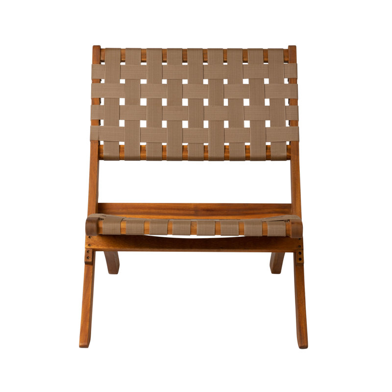 Chaise pliante Jalieah Patio Sense Sava, assise portative basse, bois d'acacia massif, intérieur / extérieur, Brun kaki