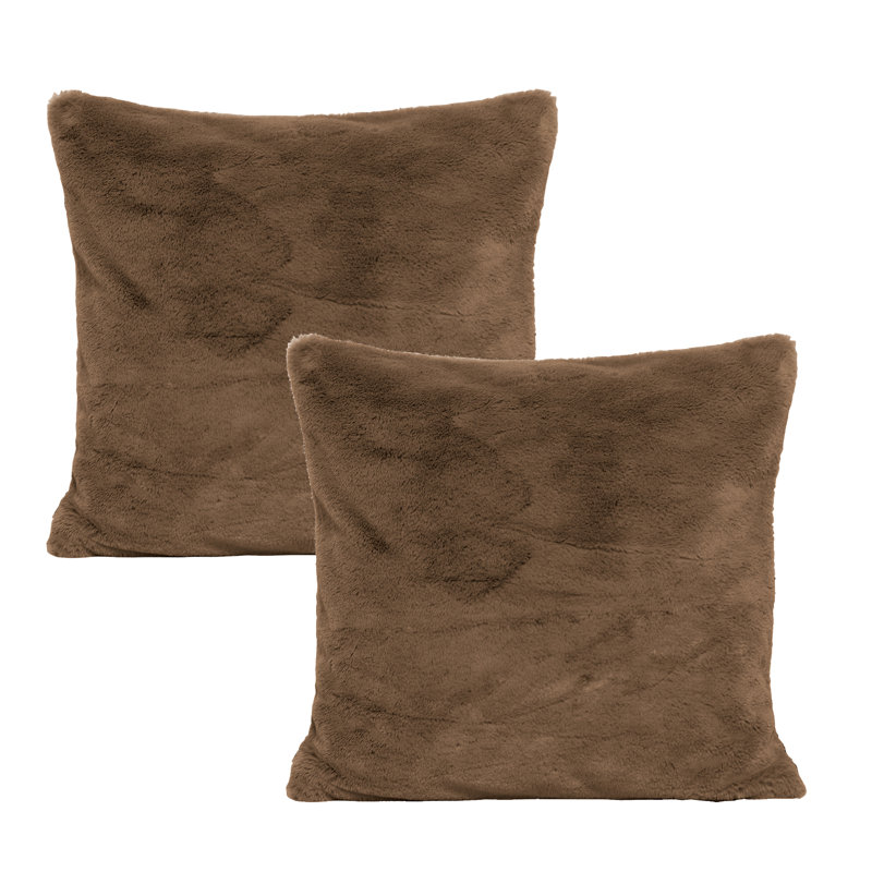 Housse de coussin unie en fausse fourrure, Loutre