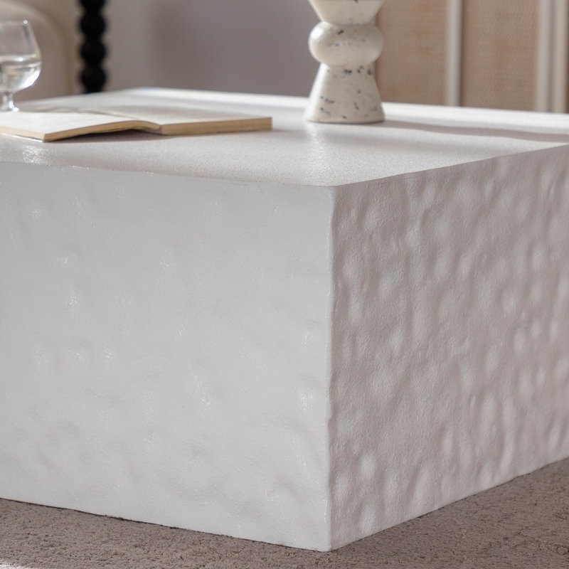 Table basse carrée moderne d'appoint avec tablette de rangement, aucun assemblage requis, pour le salon, espresso et finition blanche
