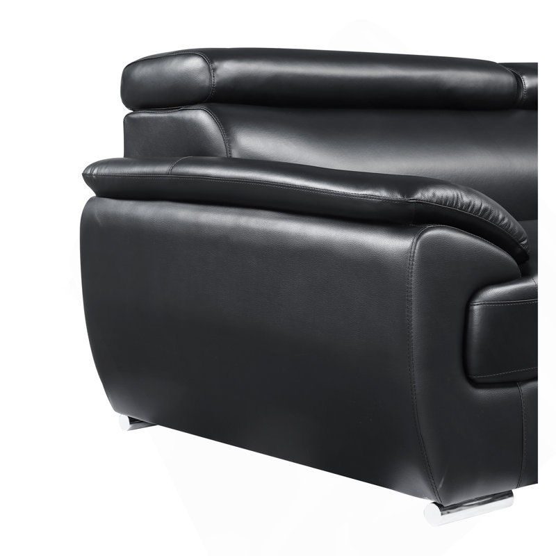 Canapé en cuir véritable, Noir
