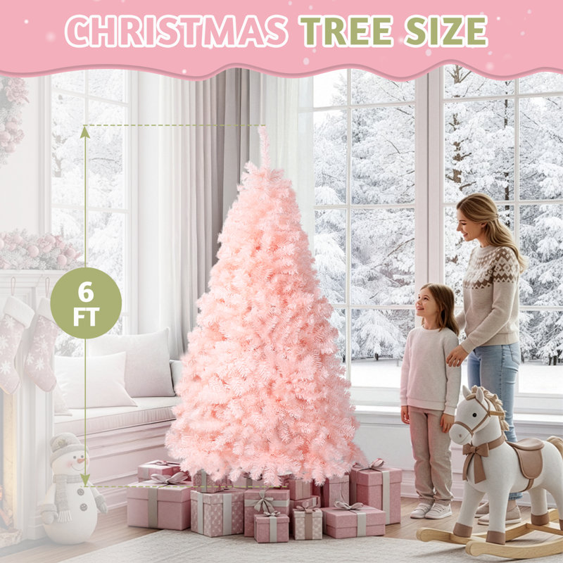 6 Ft. Pink Artificial Christmas Tree Pine Tree With 1000 Branch Tips