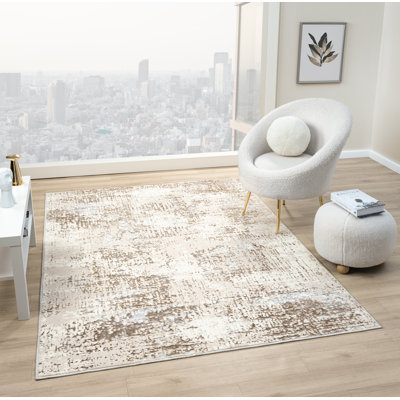 Tapis brun / beige à motif abstrait Collection Sufiya