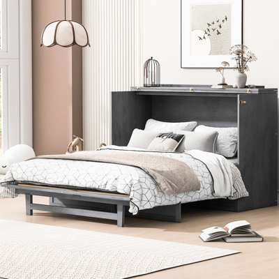 Lit gris brossé avec rangement et ports robustes. Renforcez l'accès à votre grand lit. Redéfinir l'espace
