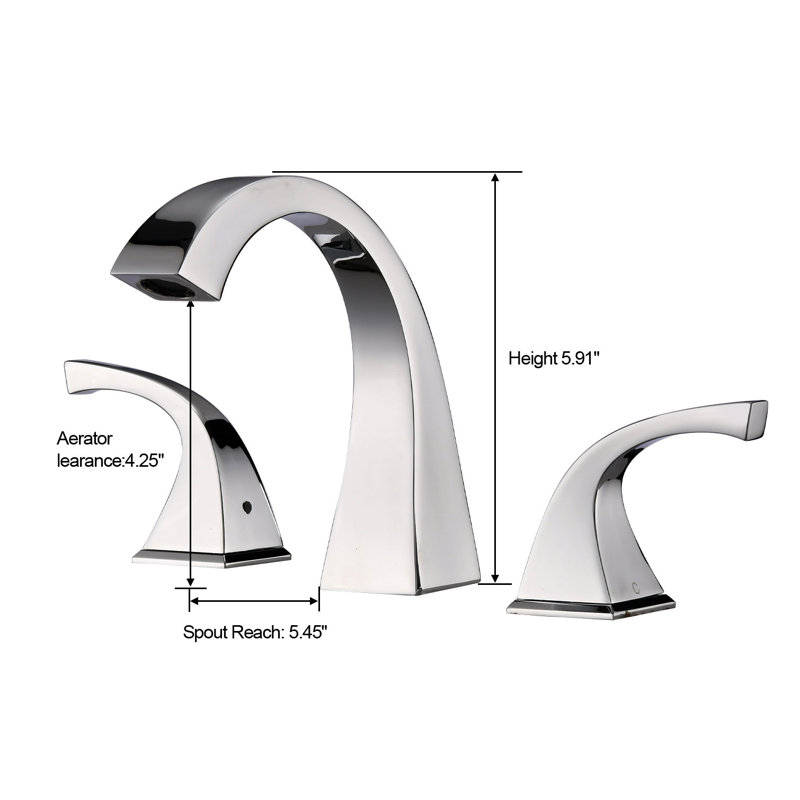 Caldridge Widespread Bathroom Faucet 3 Hole, 2-handle Bathroom Sink Faucet With Drain Assembly, Chrome