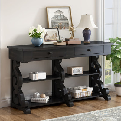 Console rétro, table de vestibule, canapé avec rangement spacieux et conception ouverte