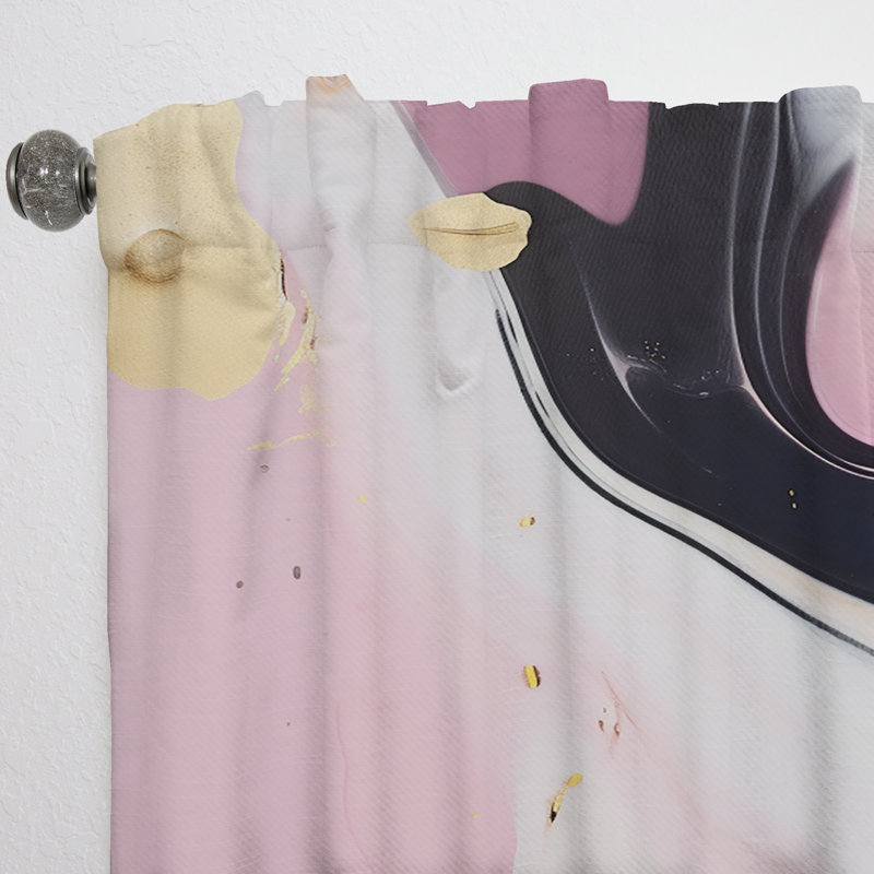 Brayfield - Rideau de velours moderne en velours rose et bleu «Beauty In Marble Art» - 1 panneau, L 52 po x L 90 po
