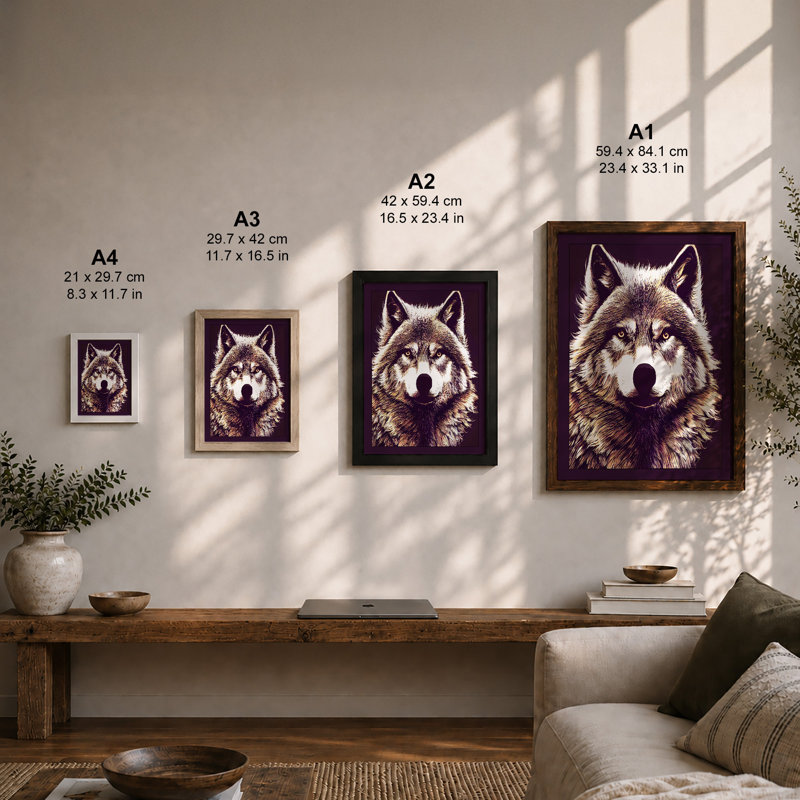 Wolf's Gaze Modern - Print, A2 - 59.4 x 42.0 cm, Black