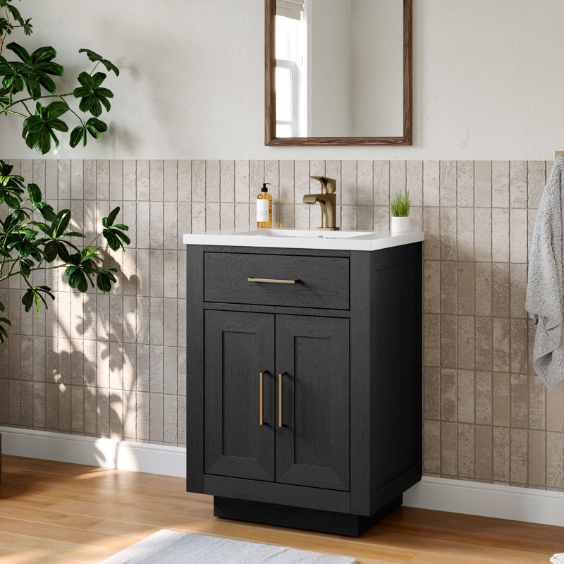 Meuble-lavabo simple 24 po avec plateau en résine, noir