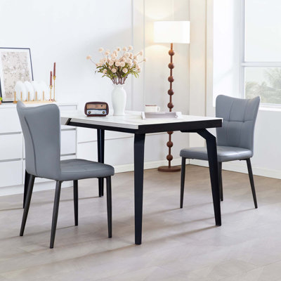 Ensemble de 2 chaises de salle à manger à haut dossier avec design ergonomique et structure en fer