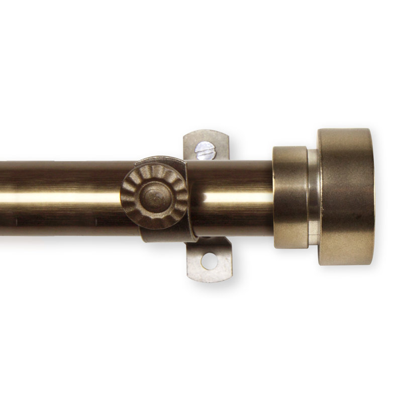 Tringle à rideaux simple réglable 48 à 28 0,81 po, Laiton antique, H 2,5 po x l 120 po x P 2 po