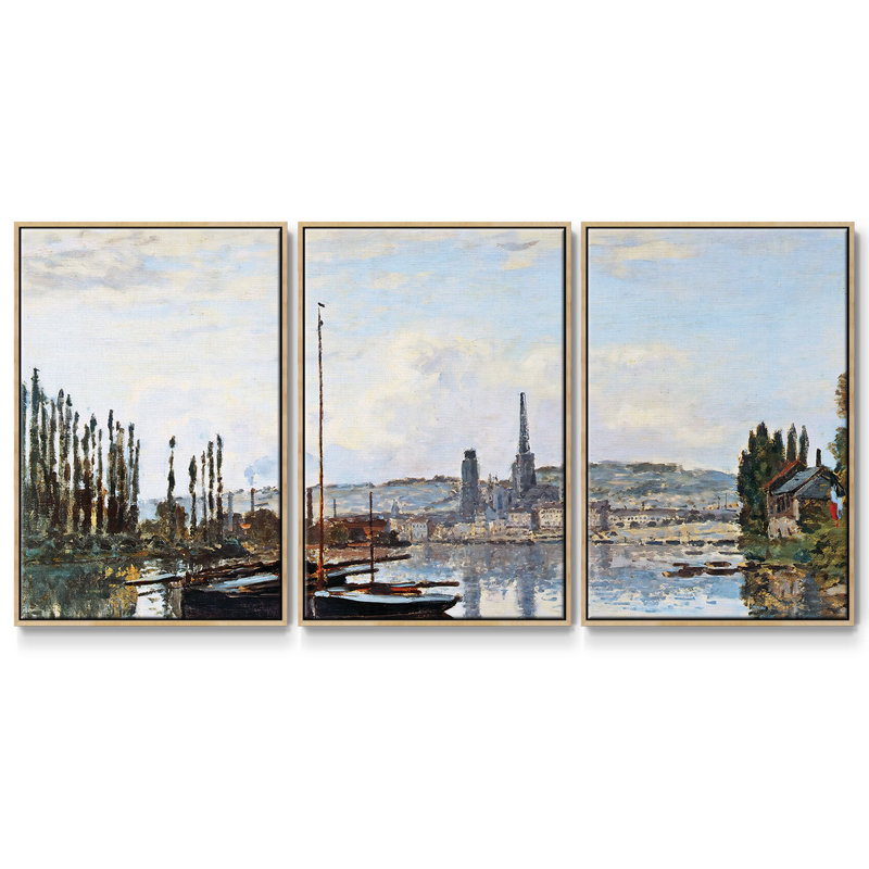 Vue de Rouen, 1872 - Toile encadrée multi-pièces, H 40 po x l 78 po x P 2 po, Naturel