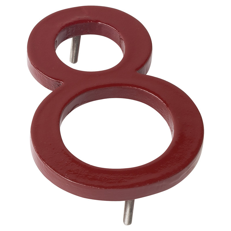 l 4 pi 5 po x Numéro de maison à fixation flottante, 8, Rouge brique