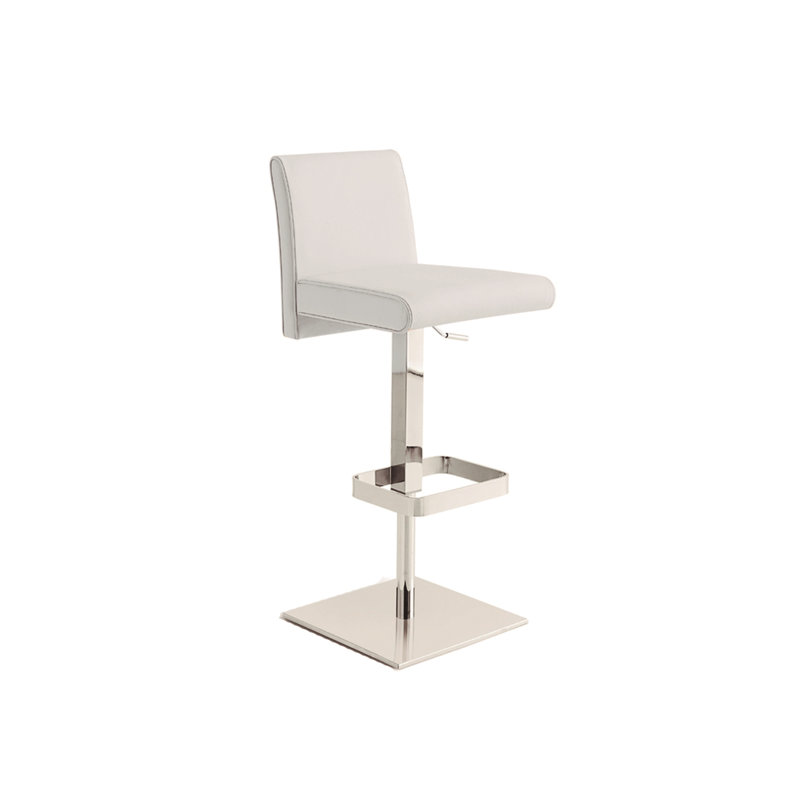 Vittoria 360 swivel adjustable stool in white top grain leather., White