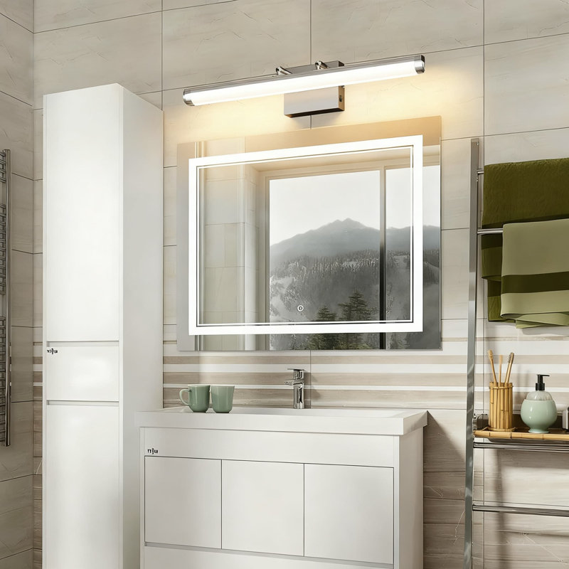 Éclairage pour meuble-lavabo 24 po en nickel brossé de 24 po avec luminaire à DEL à intensité variable de 5 tcc, fixation murale à angle réglable, éclairage de salle de bain moderne de 18 W pour meuble-lavabo, salle d'eau et chambre à coucher