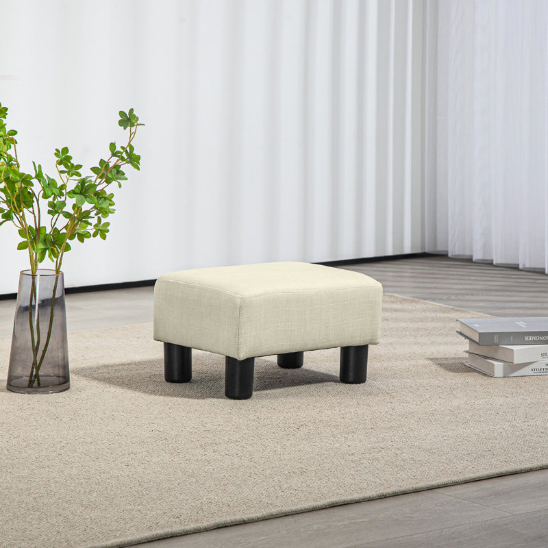 Repose-pieds rembourré Heskett, bois, Beige, Polyester