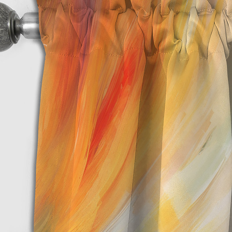 Vintage Blue And Orange Wave Elegance I - Abstract Blackout Curtain - 1 Panel, 52" W x 108" L