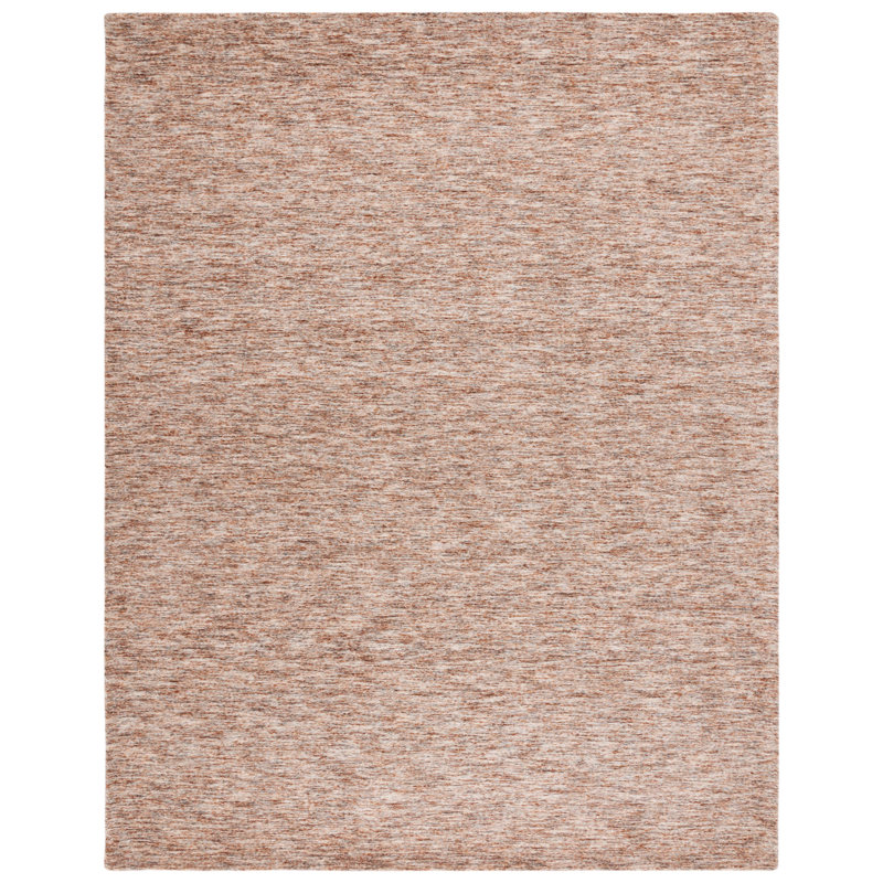 Algimas Handloomed Wool Cotton Abstract Rug in Beige/Rust, Rectangle 8' x 10'