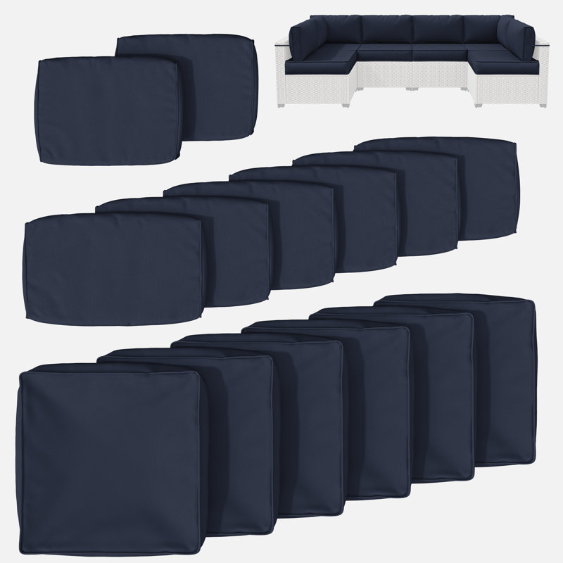 Housse de coussin pour groupe de sièges d'extérieur 14 po 14 pièces, 14 pièces seulement, Marine
