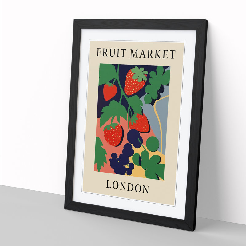 London Fruit Market Exhibition Strawberry - Single Picture Frame Print on Wood, 46cm H x 34cm W x 2cm D