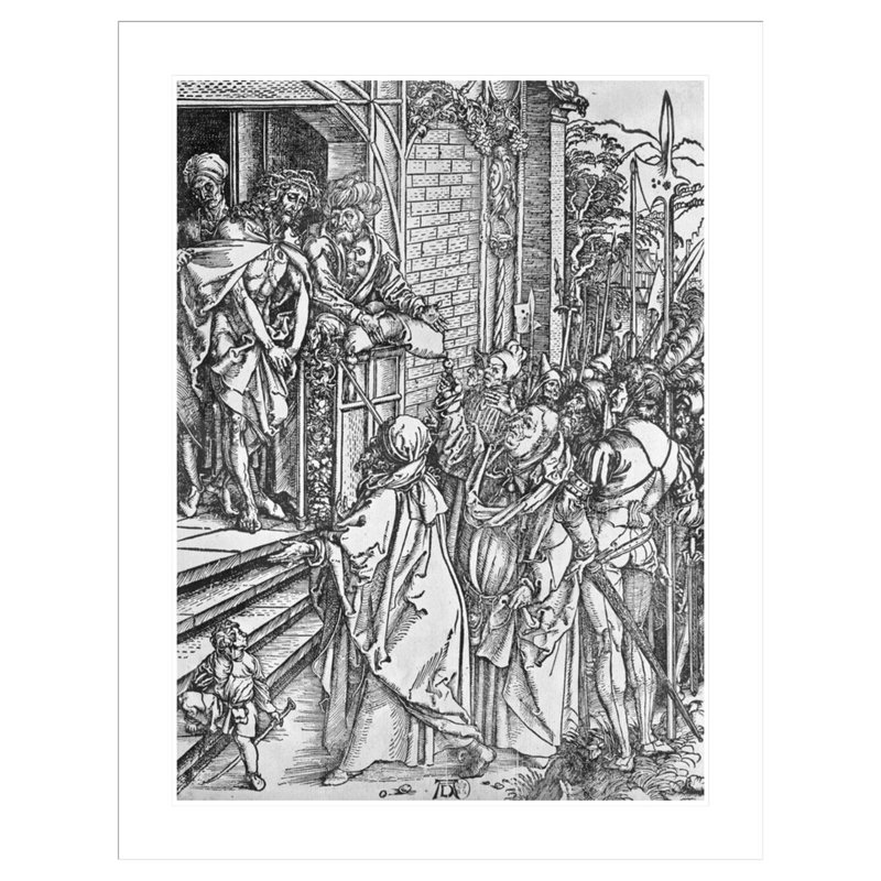 Le Christ présenté aux gens (gravure sur bois) (photo en noir et blanc) par Albrecht Dürer - Impression Giclée encadrée