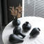 Petits vases noirs, ensemble de 5 vases en céramique