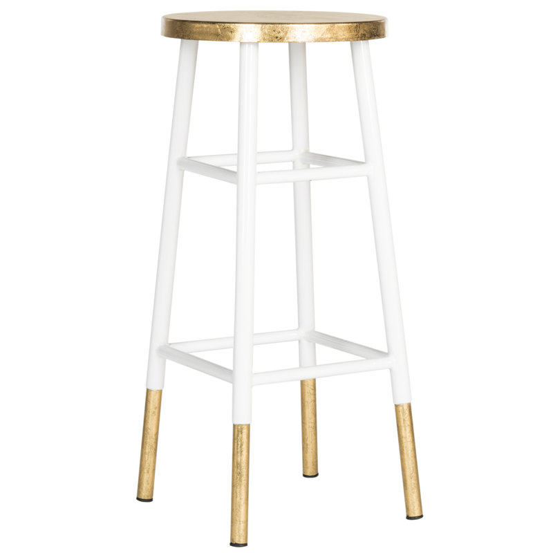 Worcester Counter Stool with Metal Frame, White/Gold
