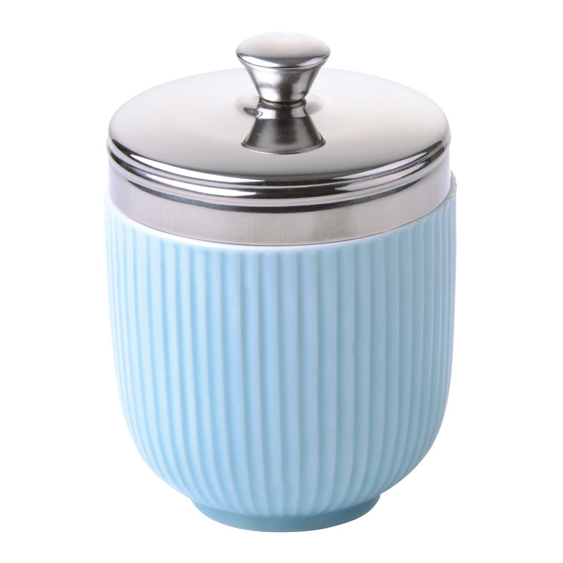 Egg Coddler, Fluted Blue