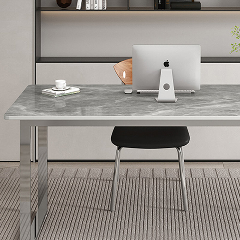 Bureau en acier inoxydable Minimalist, Gris, H 29,52 po x l 70,86 po x P 31,49 po
