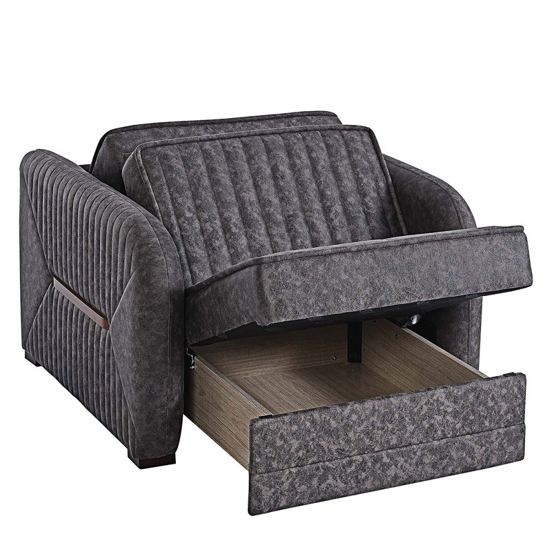 Fauteuil rembourré convertible avec rangement, Gris