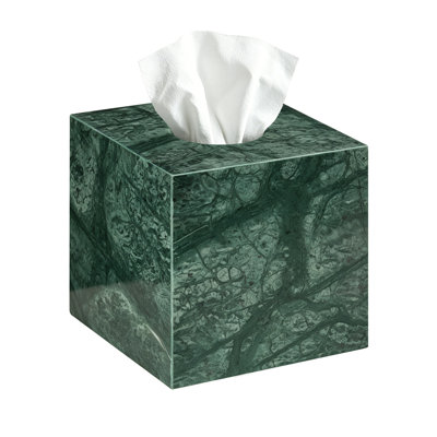 Couvercle de boîte à mouchoirs carré en marbre vert naturel, porte-mouchoirs décoratif, pour meuble-lavabo, chambre à coucher, bureau, salle d'eau, salon
