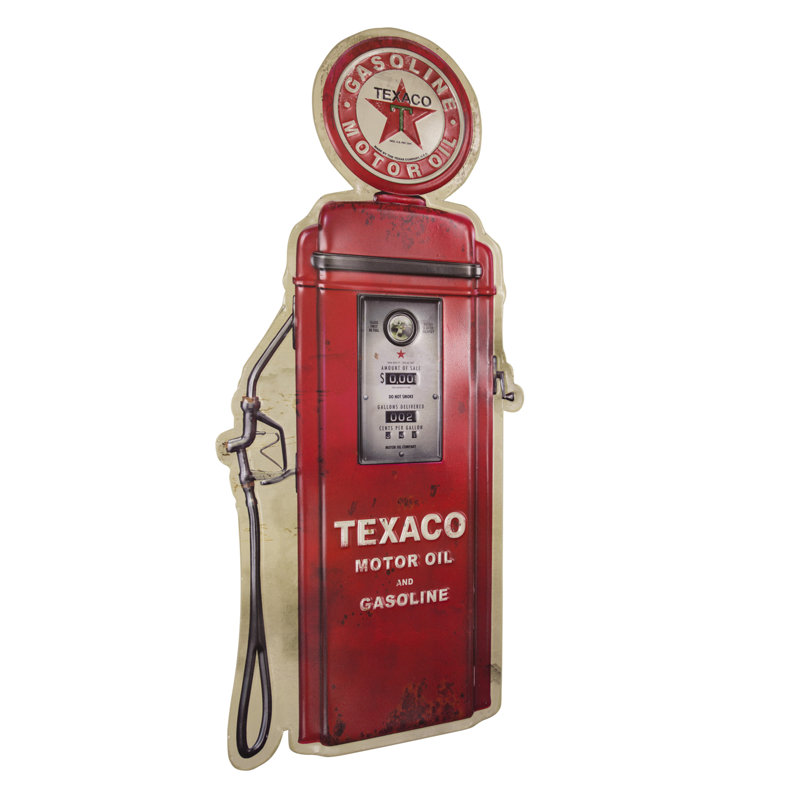 Décoration murale à panneau en métal à pompe à gaz Texaco
