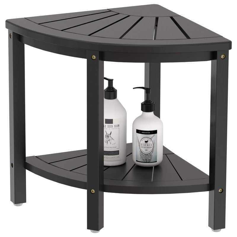 Banc de douche en bois 15,8 "l, Noir
