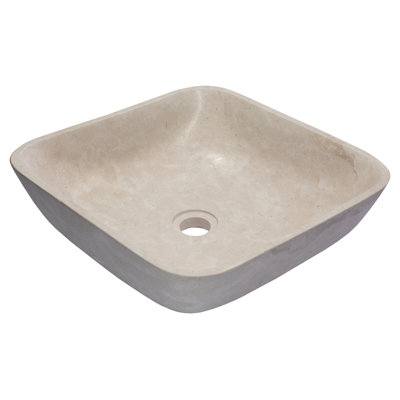 Lavabo de salle de bain carré en marbre 15,75 po Eden Bath