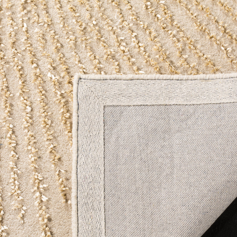 Tapis beige / beige en laine touffeté à la main Amier, Rectangle 3 pi 6 po x 5 pi 6 po